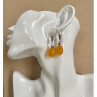 Inner Harmony Yellow Agate gem stone with German silver Earrings - Annie Sakhamo