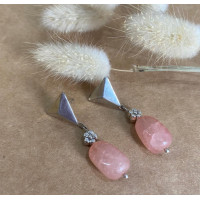Silver Triangle with Pale pink Agate Gemstone - Annie Sakhamo
