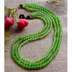 Green Agate Natural Stone Three Strand Necklace