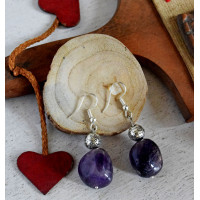 Purple Agate Gemstone and German Silver Earring