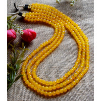 Yellow Agate Natural Stone Three Strand Necklace