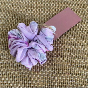 Lilac Floral Crepe  Scrunchie - Asy's Creation