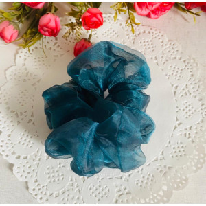 Blue organza hair scrunchies - ColleGium Craft