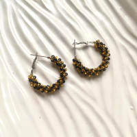 Black & Gold Twirl Hoop Beads - Dimasa Ethnic Collections