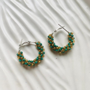 Emerald Enchantment Twirl Hoop Beads - Dimasa Ethnic Collections