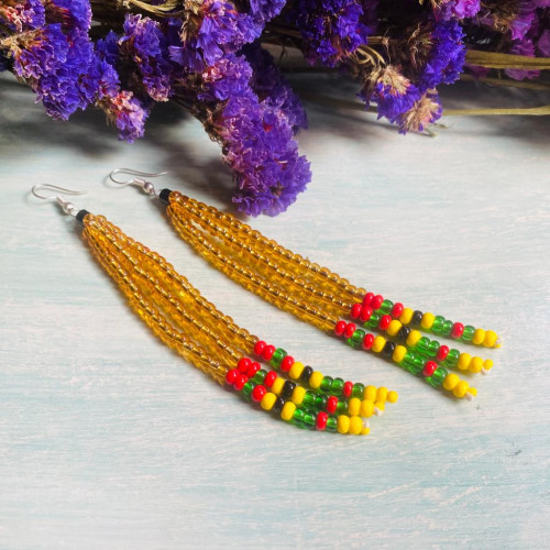 Gold tassel beaded earrings - Dimasa Ethnic Collections