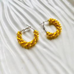 Golden Sunburst Twirl Hoop Beads - Dimasa Ethnic Collections