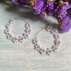 Grey seed beads hoop earrings - Dimasa Ethnic Collections