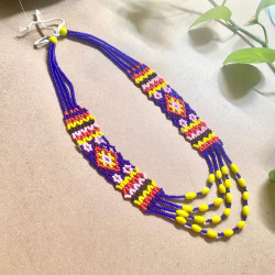 Royal Blue Tribal Rikhu Necklace - Dimasa Ethnic Collections