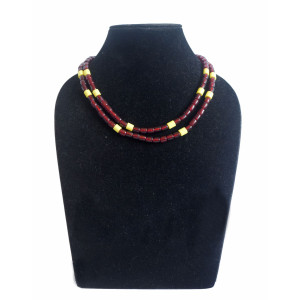 Red and Yellow Beaded Two Strand Choker - Ethnic Inspiration