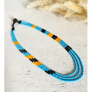 Three strand blue neckpiece - Ethnics Inspirations   