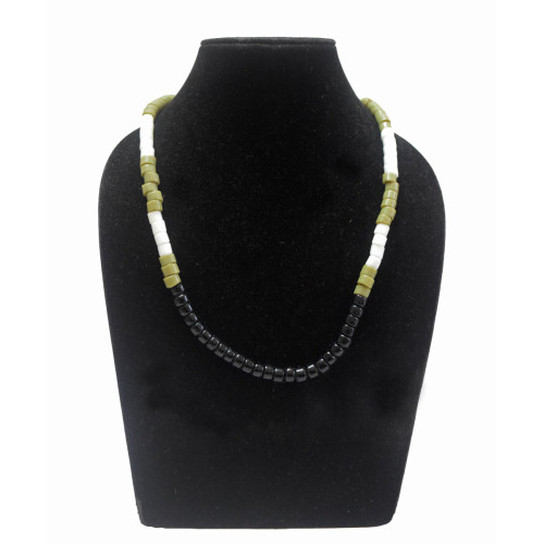 Green White and Black beaded Necklace - Ethnic Inspiration