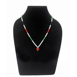 White Green Red and Black beaded Necklace - Ethnic Inspiration