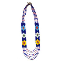 Blue floral beaded necklace - Ethnic Inspiration