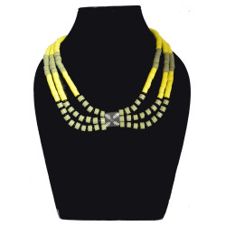 Olive green triple strand necklace