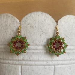 Green earthly flower earrings - Flower Child