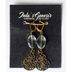 Inla's Genesis Crystal Blue Beaded Small Filigree Cut Earring