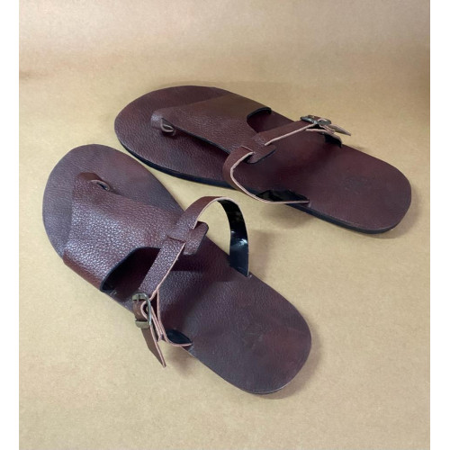KY Leathers - Brown Man leather sandals with buckle UK8