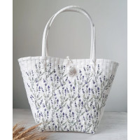 Lavender puds white basket bag - Love Stitch Weave