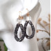 Black Shimmer Fabric Earring HandCrafted by The Khriezos