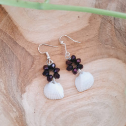 Dark Purple with Shell earring HandCrafted by The Khriezos