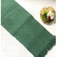 Green handwoven jute table runner - Chichi Crafts 