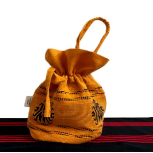 Potli Bag Orange with Black embroidered  - TADI