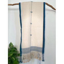 Pure cotton Loin Loom woman shawl with Motif design - Abi Weaves