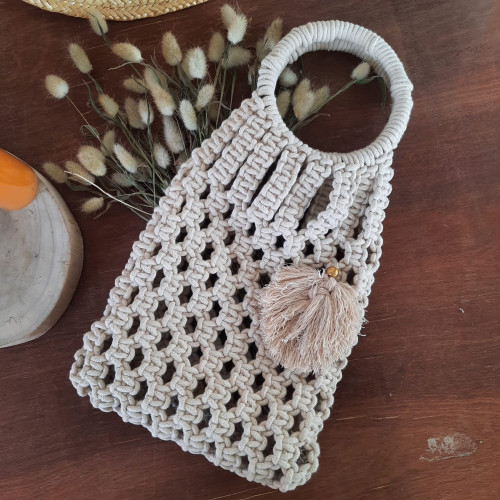 Boho Shoulder Macrame handcrafted Bag with tassel - Indigi Craft  