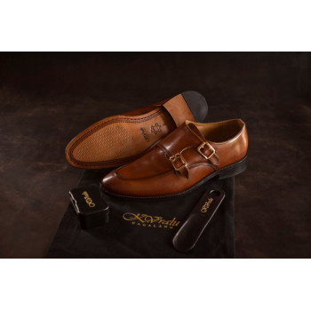 Handcrafted Leather Double Buckle Monk Strap - KVralu Nagaland