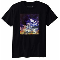 Boombox With Wings and Halo Printed Black Tshirt - Teenshade
