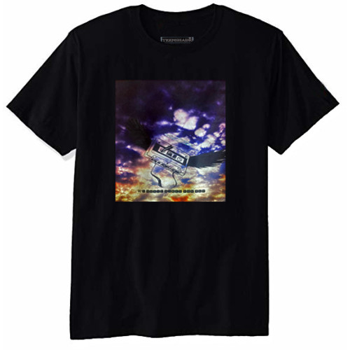 Boombox With Wings and Halo Printed Black Tshirt - Teenshade