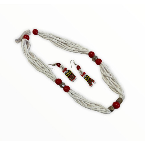 Kachari Dimasa White beaded necklace - Evergreen