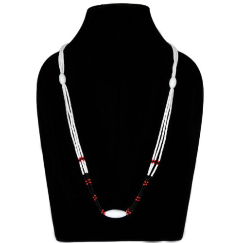 Angami motif necklace in White and Black