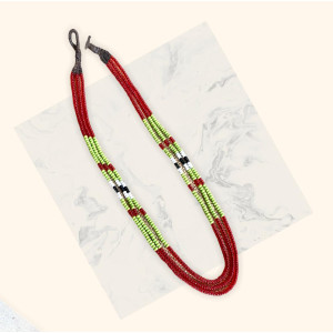 Traditional inspired red and lime green necklace - Ethnic Inspirations