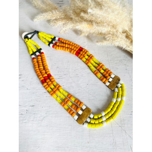 Mustard beaded hand crafted necklace - Ethnic Inspiration 