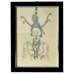 Naga Tribal with Naga Headgear Etched on Glass 14 x 10 Inches