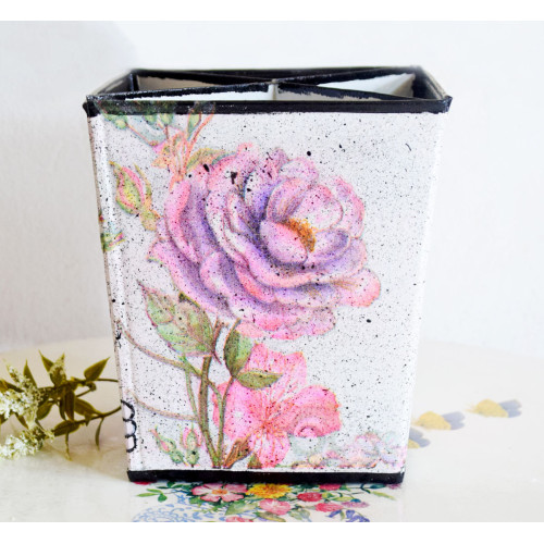 Four Compartment Flower Printed Table Organiser- Lavender Bliss