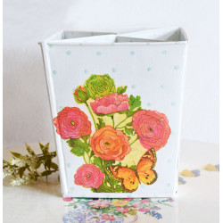 Four Compartment Roses Printed Table Organiser- Lavender Bliss