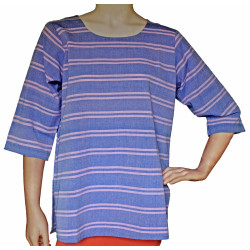 Blue With Pink Stripes Cotton Top