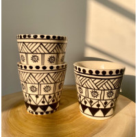 Handcrafted Ceramic Tribal Print Coffee Mug Set of 3, 200mL - The Knot and Bow
