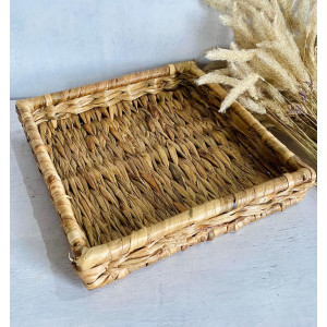 Handmade Water Hyacinth Square tray - I&V Home décor