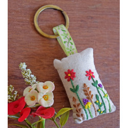 Red Flowers Cushion Hand Embroidered Keychain - Ikali Studio