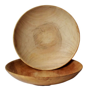 Wooden Round Non Varnish Usable Gamari set of 2 Plate - Indigi Craft