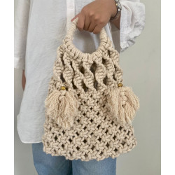 Shoulder Macrame handcrafted Bag with tassel - Indigi Craft  
