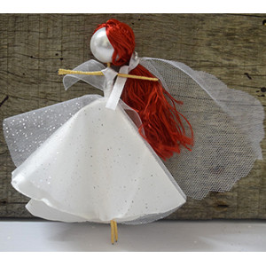 Handmade Bridal Doll with loosely tied hair