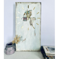 Rectangle Rustic Decoupage Wall Clock - Romantic Vintage Affairs