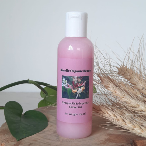 Honeysuckle and Grapefruit Shower Gel 100ml - Roselle Organic Beauty