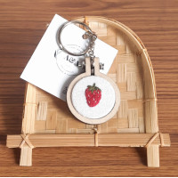 Fruity Red Strawberry hand embroidered key holder - Lumi Mhatho