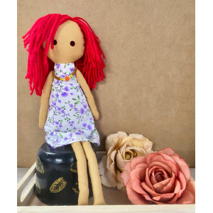 Floral Cloth Doll with Red hair and accessories - Native Products